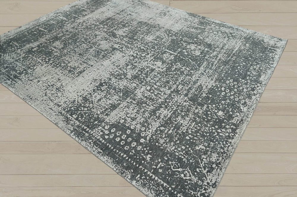 8x10 Tone On Tone Gray, Charcoal, Color Hand Knotted 100% Wool Transitional Oriental Rug