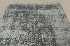 8x10 Tone On Tone Gray, Charcoal, Color Hand Knotted 100% Wool Transitional Oriental Rug