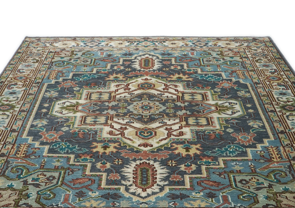 8x10 Teal
, Ivory, Peach
Color Hand Knotted Oushak Wool Traditional Oriental Rug