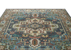 8x10 Teal
, Ivory, Peach
Color Hand Knotted Oushak Wool Traditional Oriental Rug