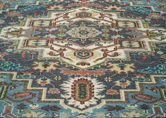8x10 Teal
, Ivory, Peach
Color Hand Knotted Oushak Wool Traditional Oriental Rug