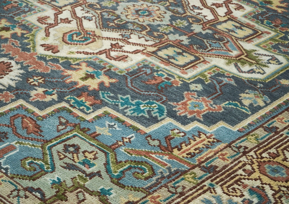 8x10 Teal
, Ivory, Peach
Color Hand Knotted Oushak Wool Traditional Oriental Rug