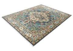 8x10 Teal
, Ivory, Peach
Color Hand Knotted Oushak Wool Traditional Oriental Rug