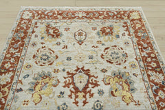 8x10 Beige, Burnt Orange, Gold Color Hand Knotted Oushak Wool Traditional Oriental Rug