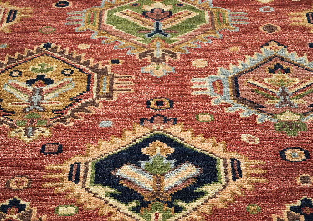 5x8 Rose, Gold, Lime Color Hand Knotted Oushak Wool Oriental Rug