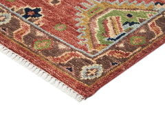 5x8 Rose, Gold, Lime Color Hand Knotted Oushak Wool Oriental Rug