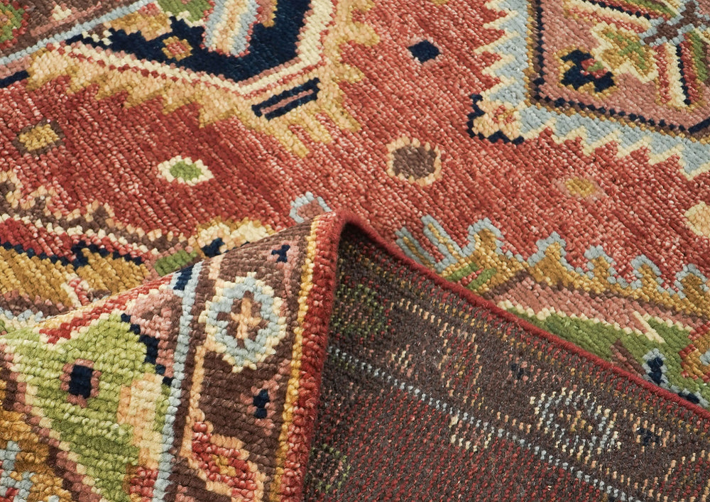 5x8 Rose, Gold, Lime Color Hand Knotted Oushak Wool Oriental Rug