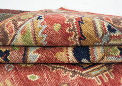 5x8 Rose, Gold, Lime Color Hand Knotted Oushak Wool Oriental Rug