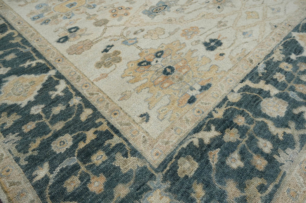 Multi Size Beige Blue Gray Color Hand Knotted Turkish Oushak Wool Traditional Oriental Rug