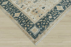 Multi Size Beige Blue Gray Color Hand Knotted Turkish Oushak Wool Traditional Oriental Rug