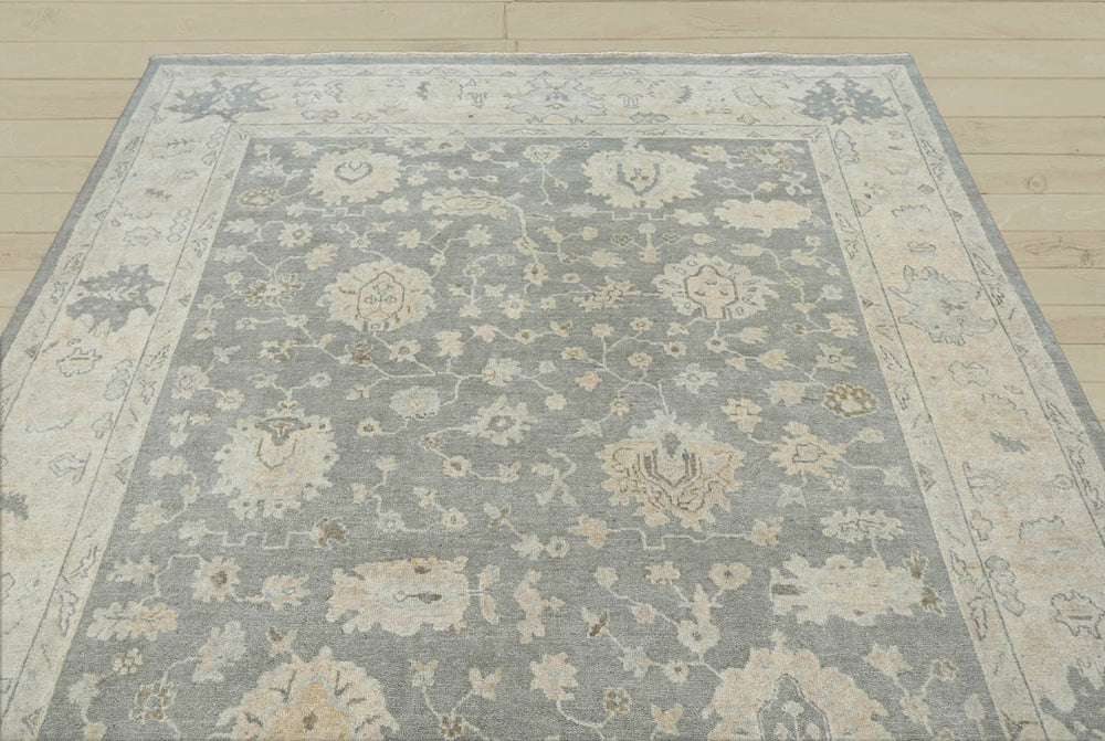 Multi Size Dark Gray Beige Muted Earth Tones Color Hand Knotted Turkish Oushak Wool Traditional Oriental Rug