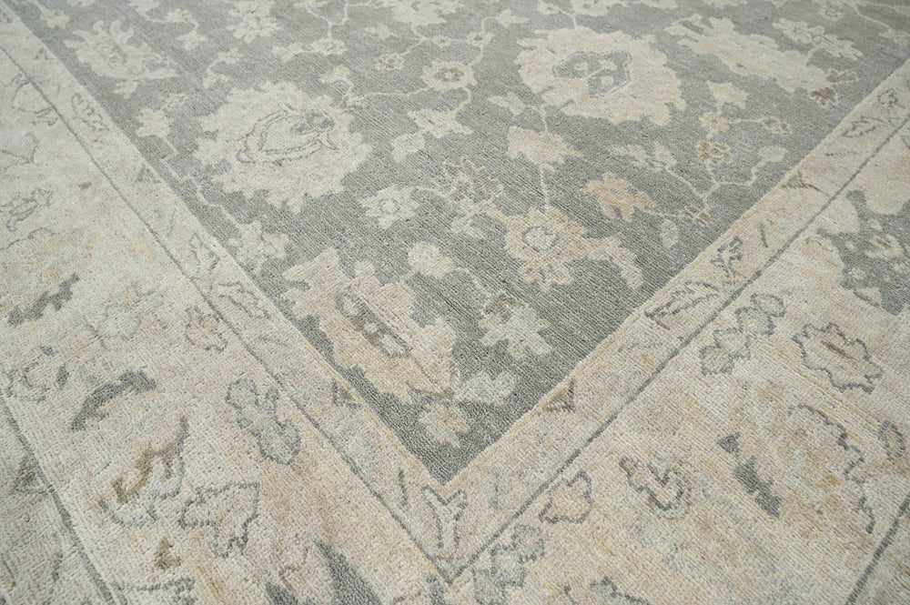 Multi Size Dark Gray Beige Muted Earth Tones Color Hand Knotted Turkish Oushak Wool Traditional Oriental Rug