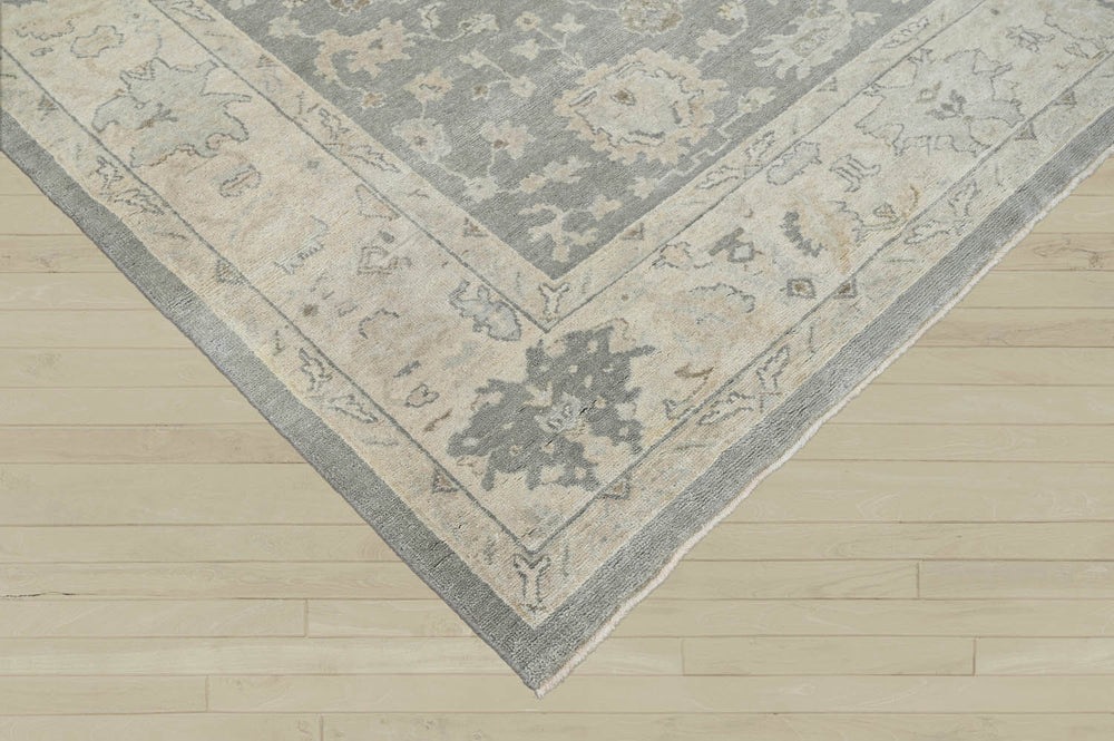 Multi Size Dark Gray Beige Muted Earth Tones Color Hand Knotted Turkish Oushak Wool Traditional Oriental Rug