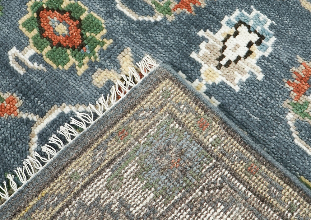 5x8 Slate, Ivory, Burnt Orange Go Color Hand Knotted Oushak Wool Oriental Rug