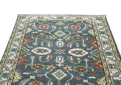 5x8 Slate, Ivory, Burnt Orange Go Color Hand Knotted Oushak Wool Oriental Rug