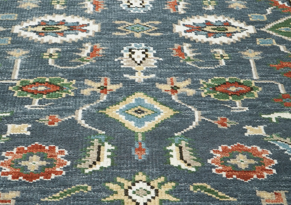 5x8 Slate, Ivory, Burnt Orange Go Color Hand Knotted Oushak Wool Oriental Rug