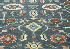 5x8 Slate, Ivory, Burnt Orange Go Color Hand Knotted Oushak Wool Oriental Rug