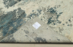 8x10 Gray, Blue, Charcoal Color Hand Knotted Indo Oushak 100% Wool Traditional Oriental Rug