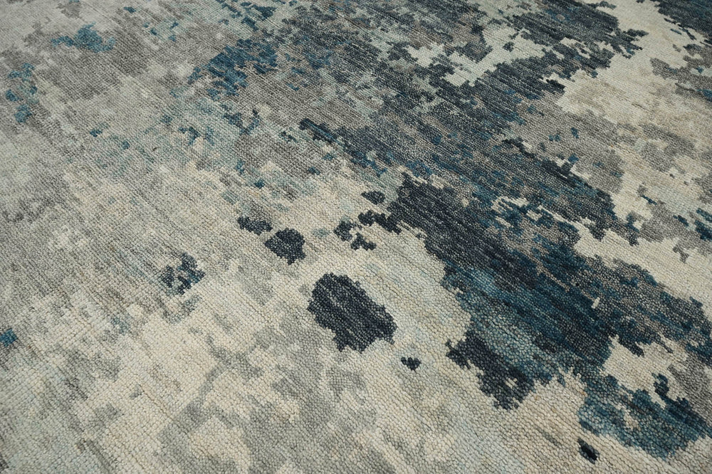 8x10 Gray, Blue, Charcoal Color Hand Knotted Indo Oushak 100% Wool Traditional Oriental Rug