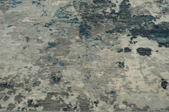8x10 Gray, Blue, Charcoal Color Hand Knotted Indo Oushak 100% Wool Traditional Oriental Rug