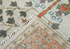 5x8 Gray, Blue, Burnt Orange Go Color Hand Knotted Oushak Wool Transitional Oriental Rug