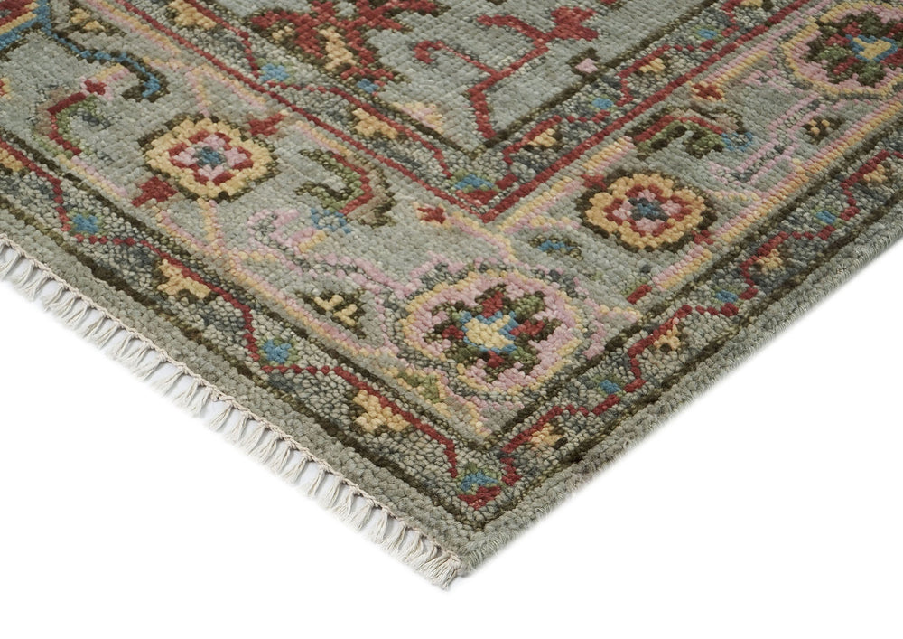 5x8 Moss, Gray, Rust Color Hand Knotted Oushak Wool Oriental Rug