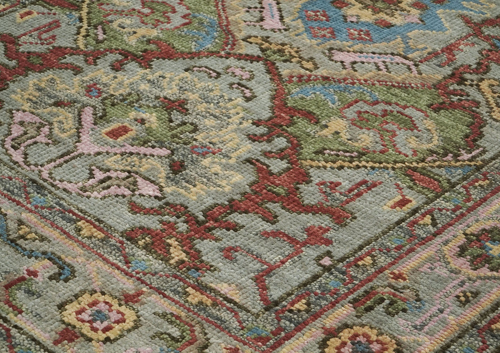 5x8 Moss, Gray, Rust Color Hand Knotted Oushak Wool Oriental Rug