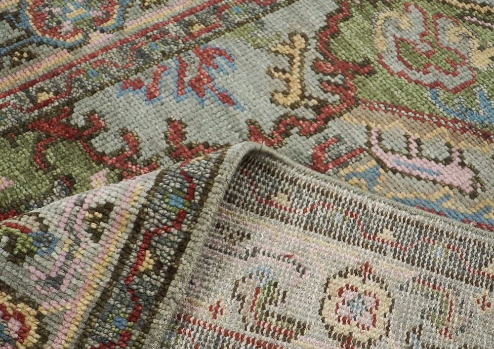 5x8 Moss, Gray, Rust Color Hand Knotted Oushak Wool Oriental Rug