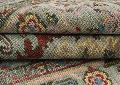 5x8 Moss, Gray, Rust Color Hand Knotted Oushak Wool Oriental Rug