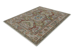 5x8 Moss, Gray, Rust Color Hand Knotted Oushak Wool Oriental Rug