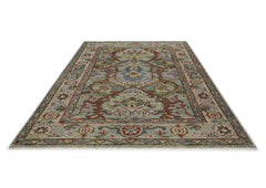 5x8 Moss, Gray, Rust Color Hand Knotted Oushak Wool Oriental Rug