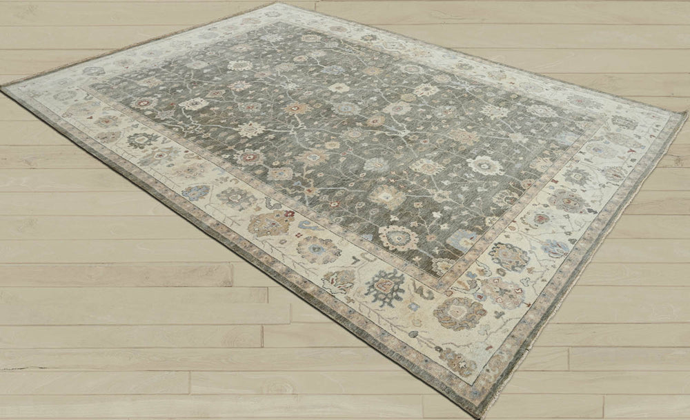 10x14 Gray, Beige, Muted Earth Tones Color Hand Knotted Oushak Wool Traditional Oriental Rug