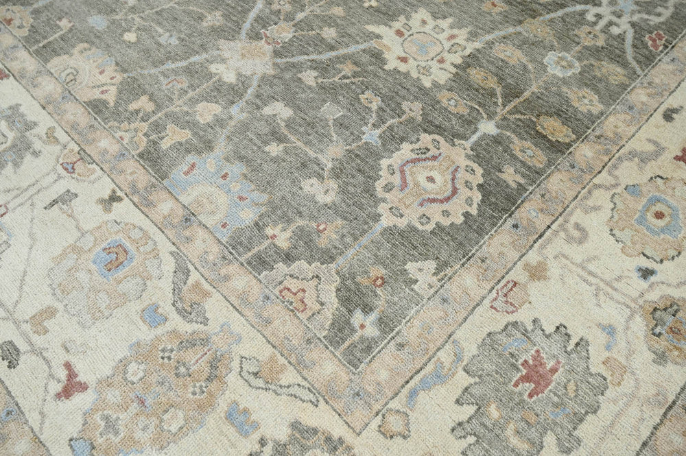 10x14 Gray, Beige, Muted Earth Tones Color Hand Knotted Oushak Wool Traditional Oriental Rug