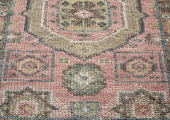 2'6x10 Blush, Gray, Ivory Color Hand Knotted Oushak Wool Transitional Oriental Rug