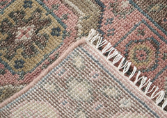 2'6x10 Blush, Gray, Ivory Color Hand Knotted Oushak Wool Transitional Oriental Rug
