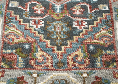 2'6x10 Gray, Slate, Ivory Color Hand Knotted Oushak Wool Transitional Oriental Rug