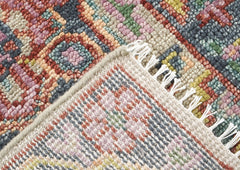 2'6x10 Beige, Slate, Gold Color Hand Knotted Oushak Wool Traditional Oriental Rug