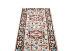 2'6x10 Gray, Rust, Ivory Color Hand Knotted Oushak Wool Traditional Oriental Rug
