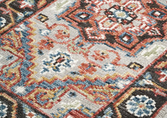 2'6x10 Gray, Rust, Ivory Color Hand Knotted Oushak Wool Traditional Oriental Rug
