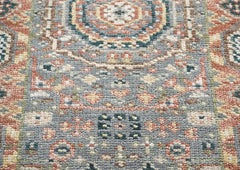 2'6x10 Gray, Blush, Tan Color Hand Knotted Oushak Wool Traditional Oriental Rug