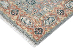 2'6x10 Gray, Blush, Tan Color Hand Knotted Oushak Wool Traditional Oriental Rug