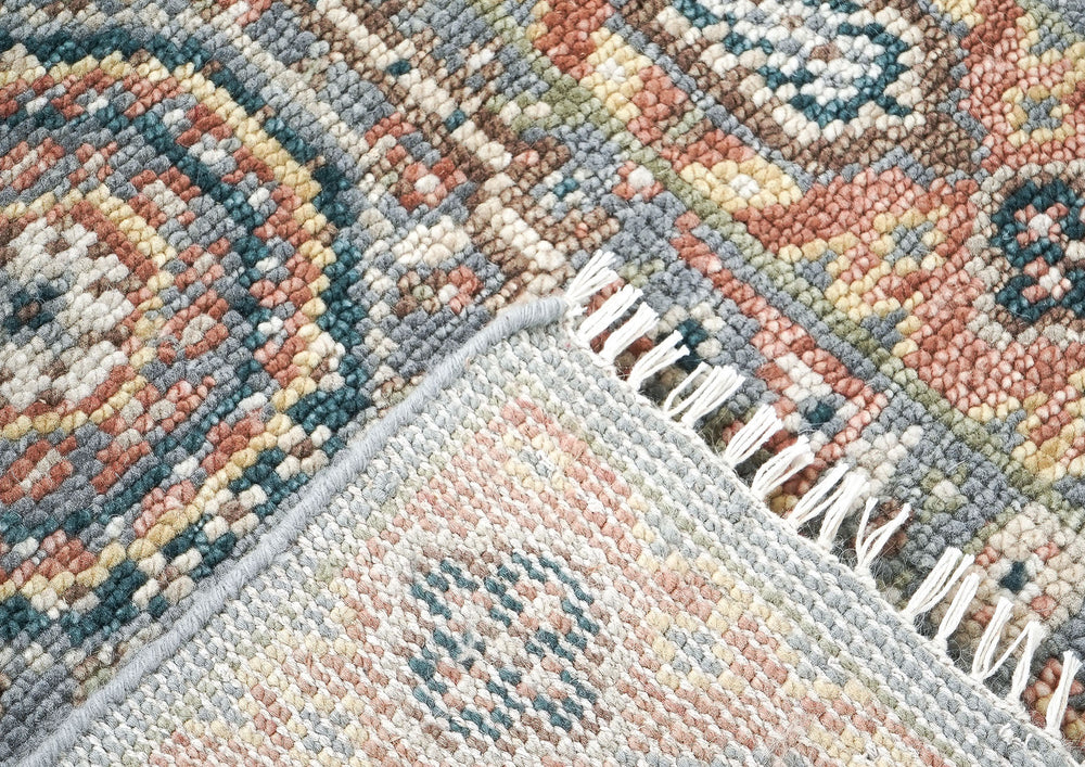 2'6x10 Gray, Blush, Tan Color Hand Knotted Oushak Wool Traditional Oriental Rug