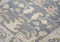 2'6x10 Slate, Gray, Sage Color Hand Knotted Oushak Wool Transitional Oriental Rug