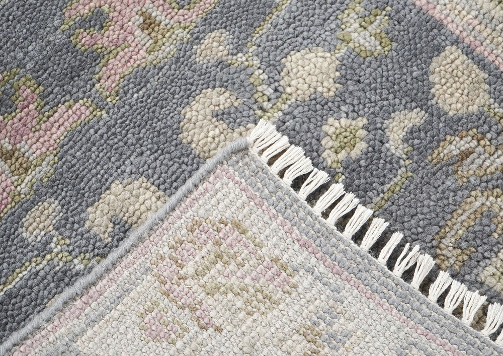2'6x10 Slate, Gray, Sage Color Hand Knotted Oushak Wool Transitional Oriental Rug