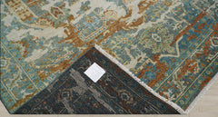 8x10 Beige, Rust, Aqua Color Hand Knotted 100% Wool Transitional Oriental Rug