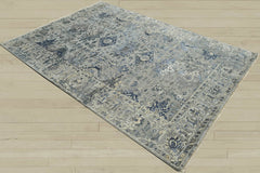 6x9 Gray, Blue, Beige Color Hand Knotted Oushak Wool Traditional Oriental Rug