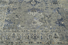 6x9 Gray, Blue, Beige Color Hand Knotted Oushak Wool Traditional Oriental Rug