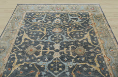Multi Size Blue Moss Ivory Color Hand Knotted Oushak Wool Traditional Oriental Rug