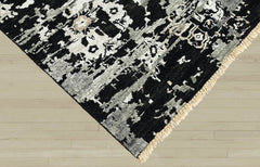 8x10 Black, Gray, Color Hand Knotted Wool Transitional Oriental Rug