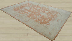 9x13 Peach, Gray, Beige Color Hand Knotted Oushak Wool Traditional Oriental Rug